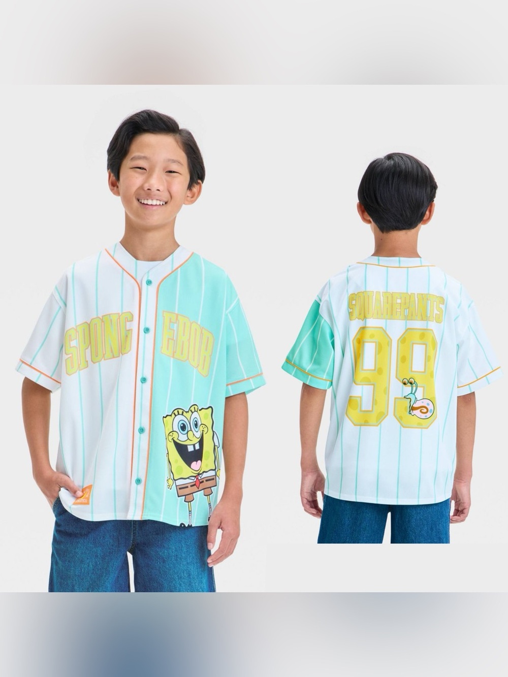 SpongeBob SquarePants Baseball Jersey Size M Button-Up Sports Active Breathable